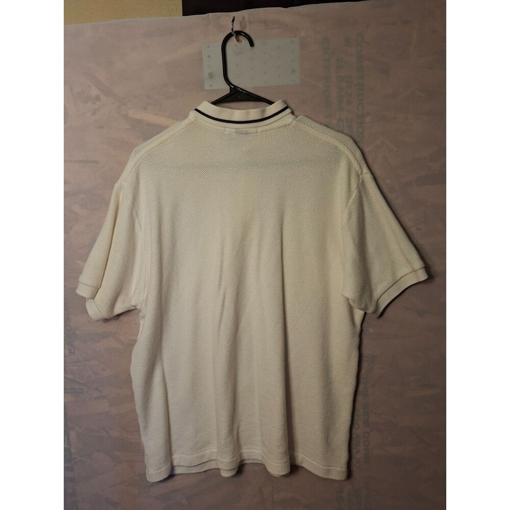 VTG Polo Ralph Lauren Knit Button Down Shirt Mens Large Cream Off White Pocket